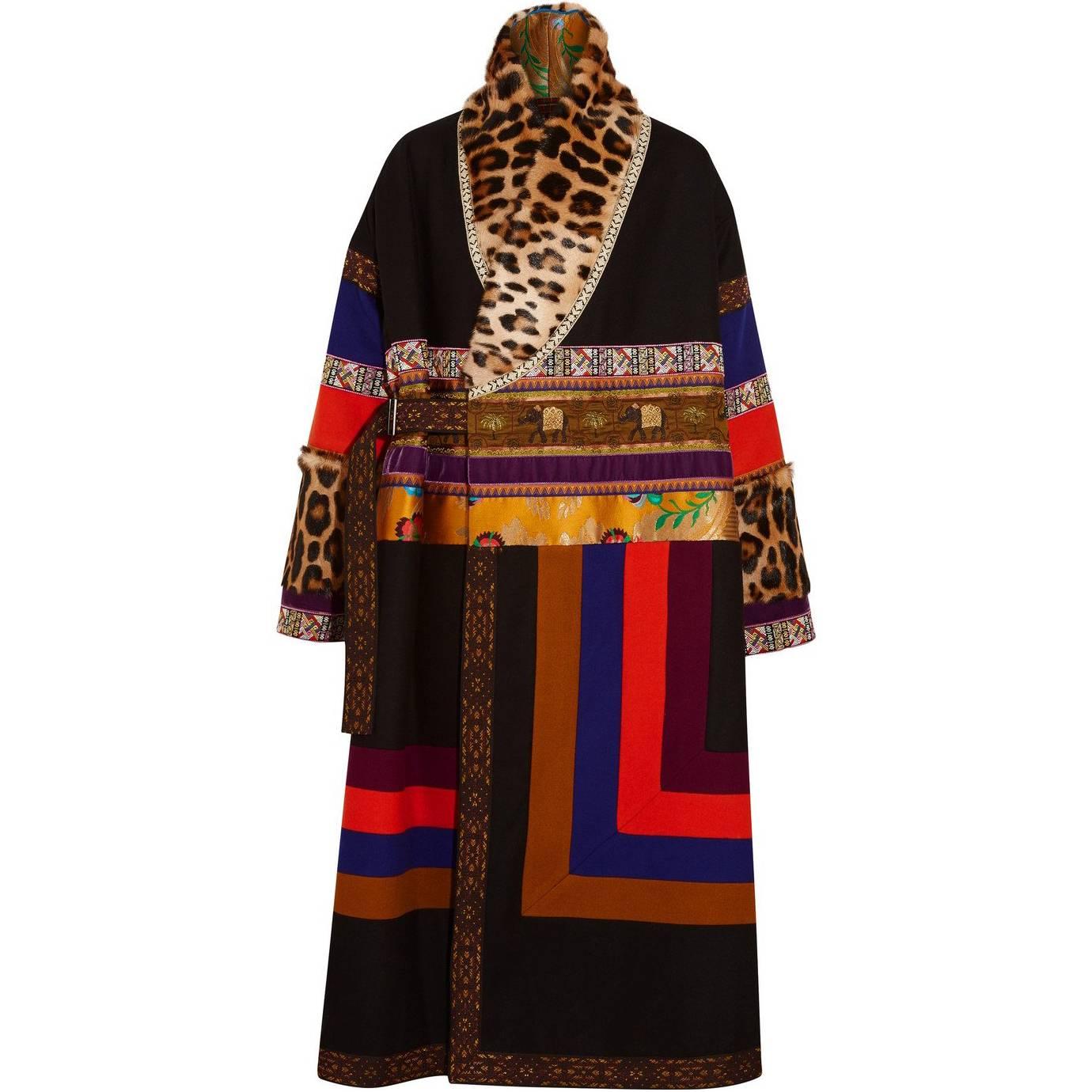 Etro Oversized Patchwork Jacquard  Wool-Blend and Goat Hair Coat