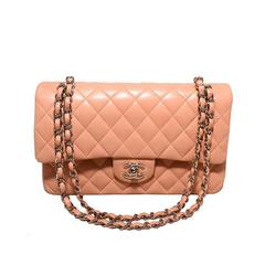 Chanel Nude Pink Quilted Lambskin Double Flap Classic 2.55 Shoulder Bag