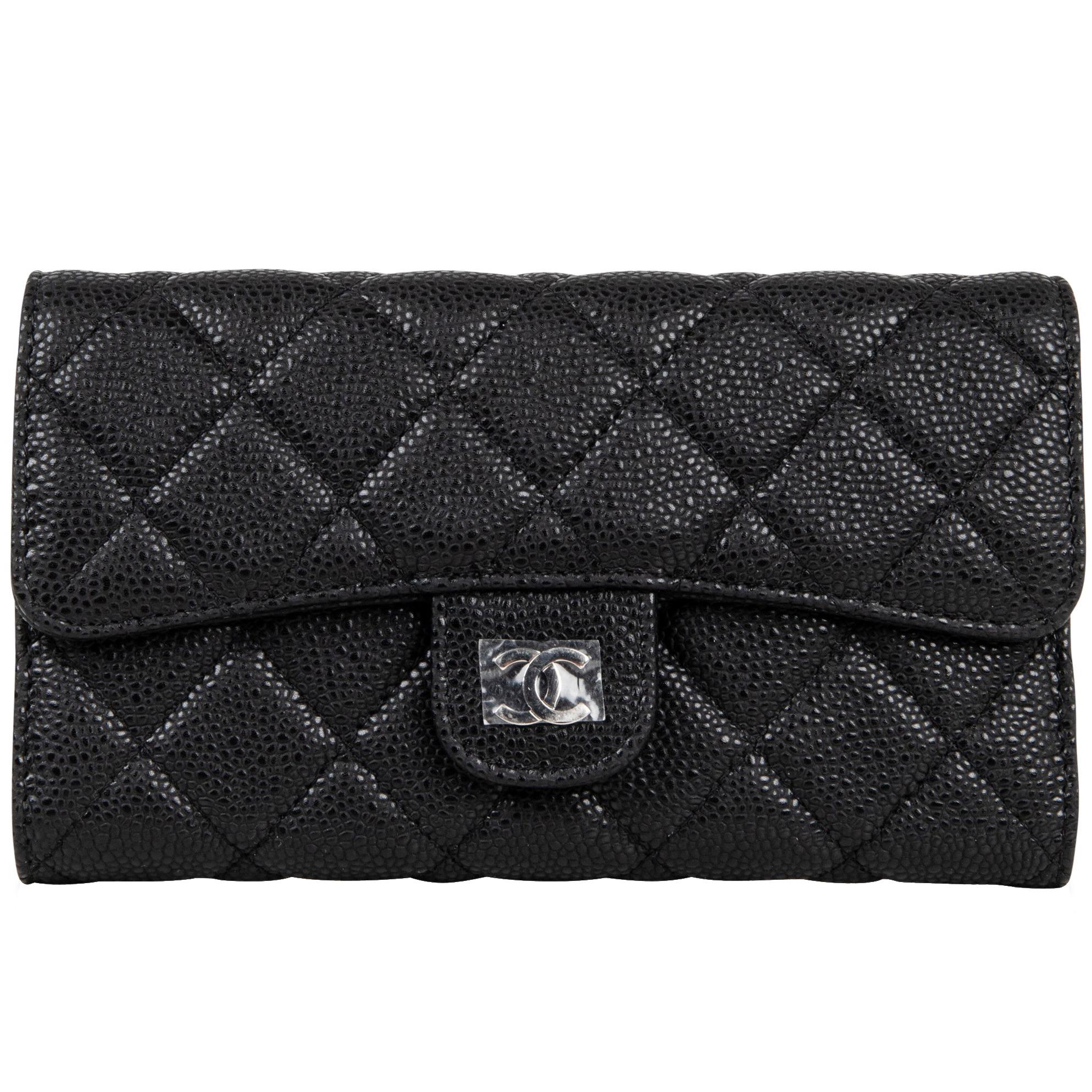 Chanel Wallet Classic Long Black Caviar Leather New