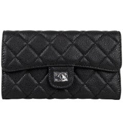 Chanel Wallet Classic Long Black Caviar Leather New