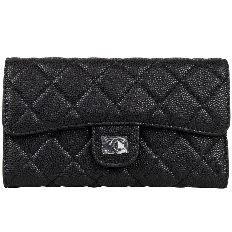 Chanel Wallet Classic Long Black Caviar Leather New at 1stDibs