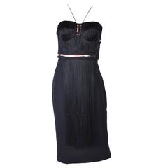 Versace Black Fringe Dress Set 