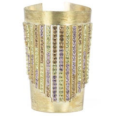 Chanel Gold Cuff with Multicolored Rhinestones