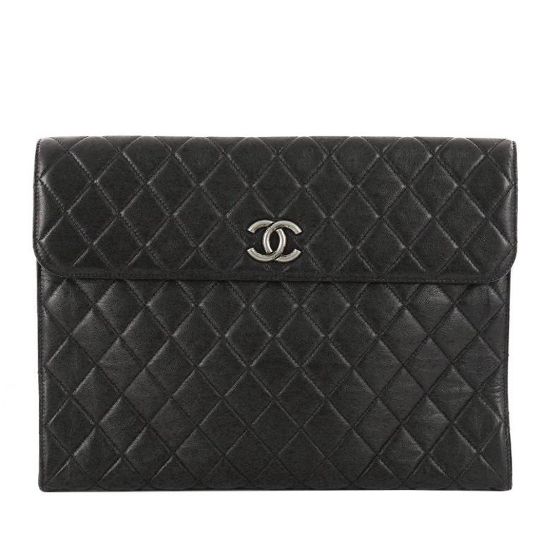 Chanel Flap Portfolio Clutch Quilted Calfskin Large