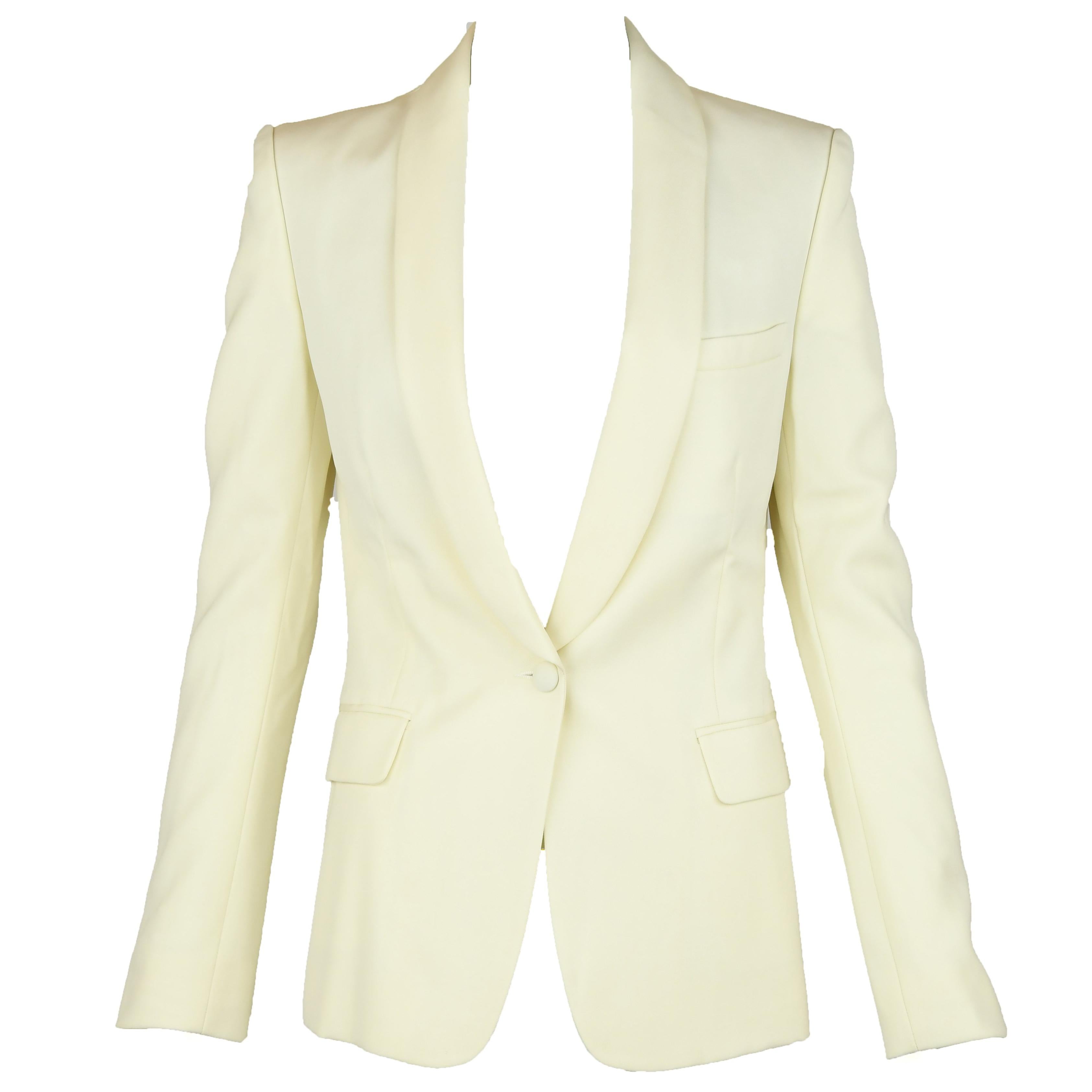 Balmain Off White Shawl Collar Blazer - Size FR 34 For Sale