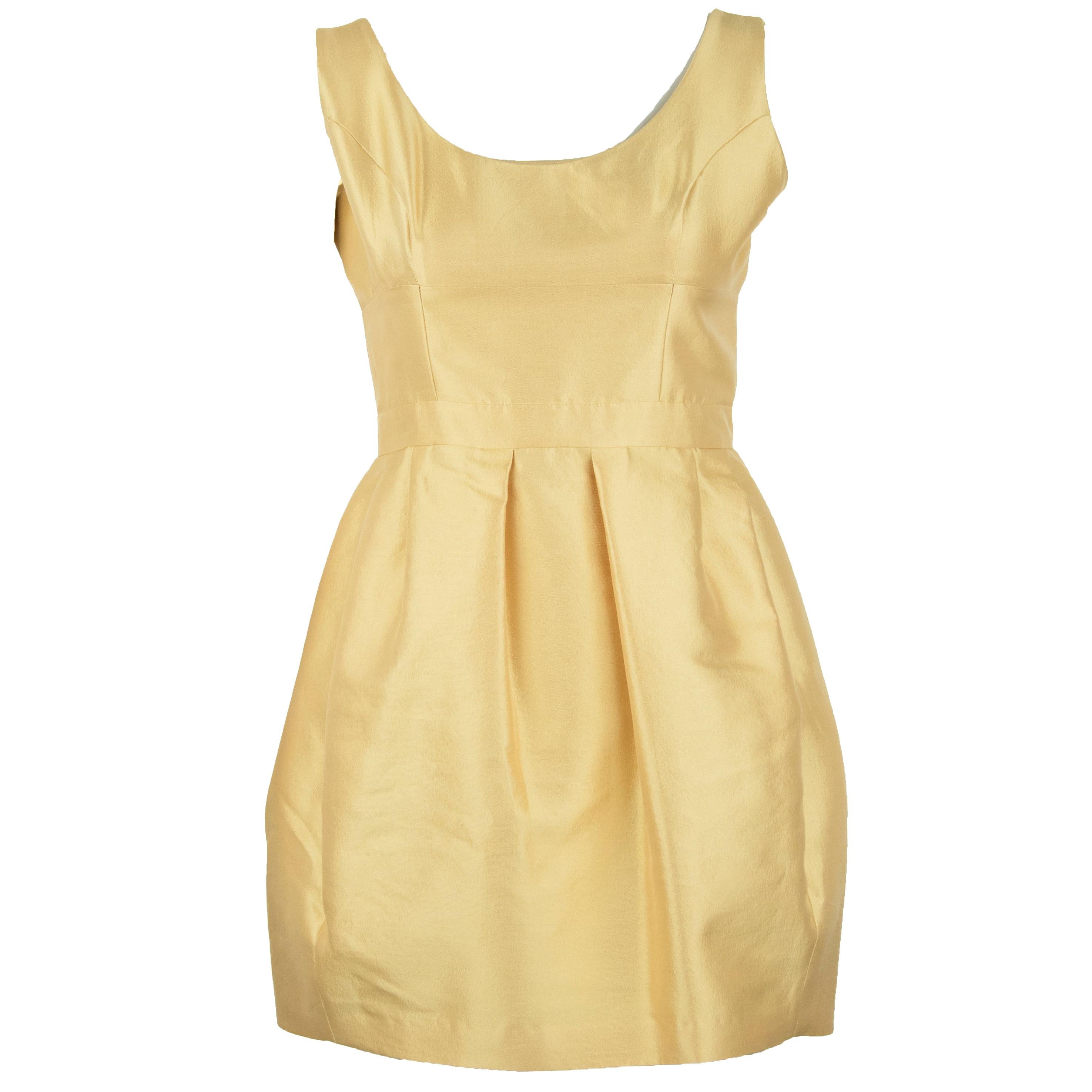 Prada Yellow Silk & Wool Sleeveless Dress - Size IT 42 For Sale