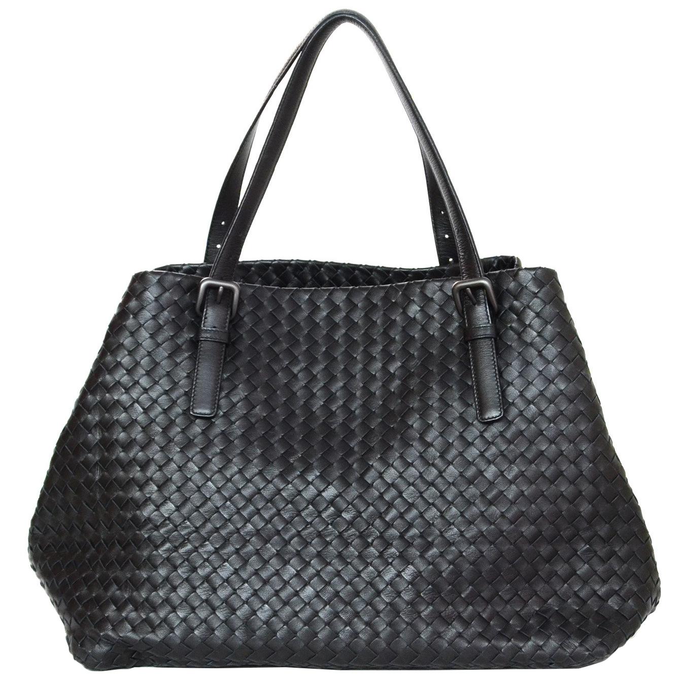 Bottega Veneta Black Woven Intrecciato Leather Large Cesta Tote