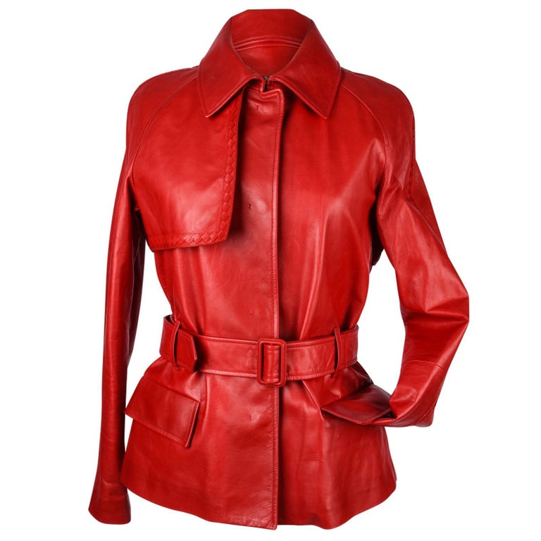 Bottega Veneta Jacket Red Leather Trench Inspired 42 / 8 New at 1stDibs ...