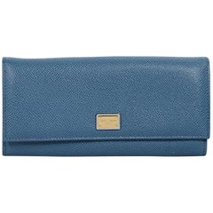 Blue Dolce & Gabbana Textured Leather Wallet