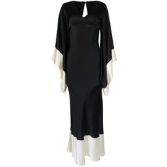 Recent Alexander McQueen Kimono Sleeve Black & White Silk Dress