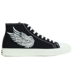 Roberto Cavalli Mens Black Embroidered High Top Sneakers