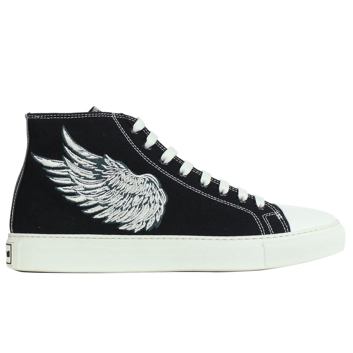 Roberto Cavalli Mens Black Embroidered High Top Sneakers For Sale