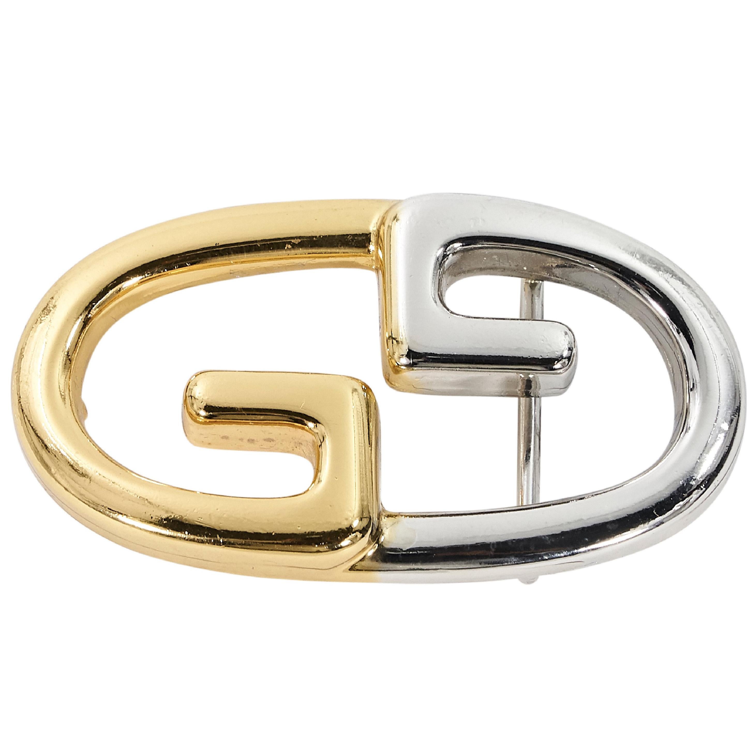 LADIES SIGNATURE GOLDTONE DOUBLE G GUCCI BELT BUCKLE WITH NAVY RED SIG BELT  SM