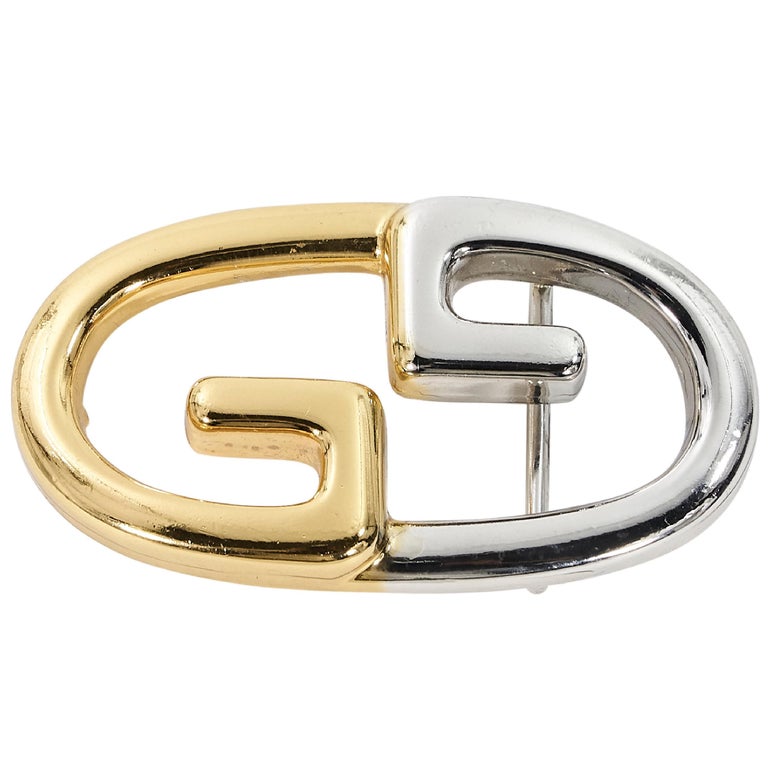 Gold and Silver Vintage Gucci Double G Belt Buckle For Sale at 1stDibs vintage gucci belt buckle