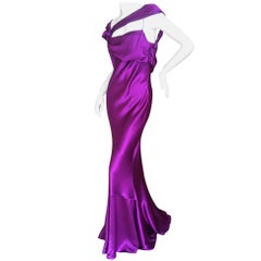 John Galliano VIntage Bias Cut  Amethyst Charmeuse Evening Gown