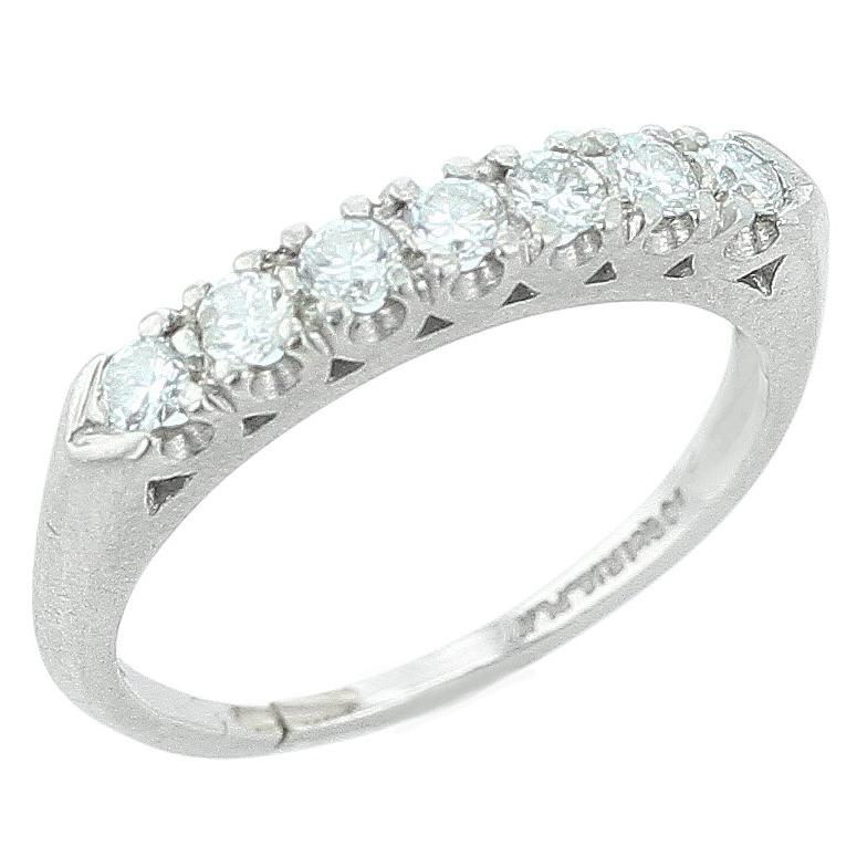Round Cut Linear Diamond Ring, Platinum For Sale