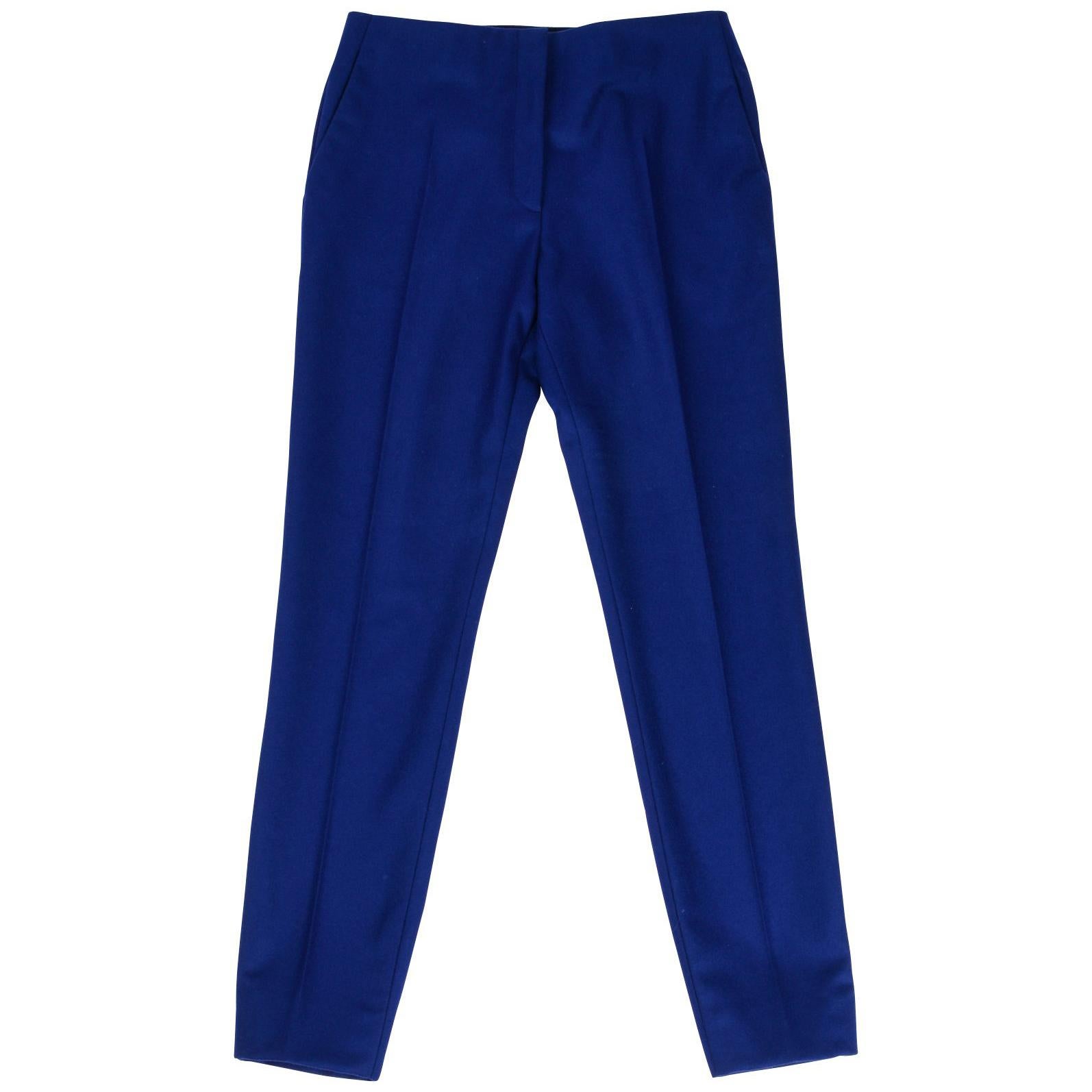 Christian Dior Pant Electric Blue Flannel Flat Front Slim Leg fits 8