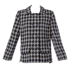 Pierre Cardin Vintage 1960s 60s Black + White Geometric Boxy Wool Jacket