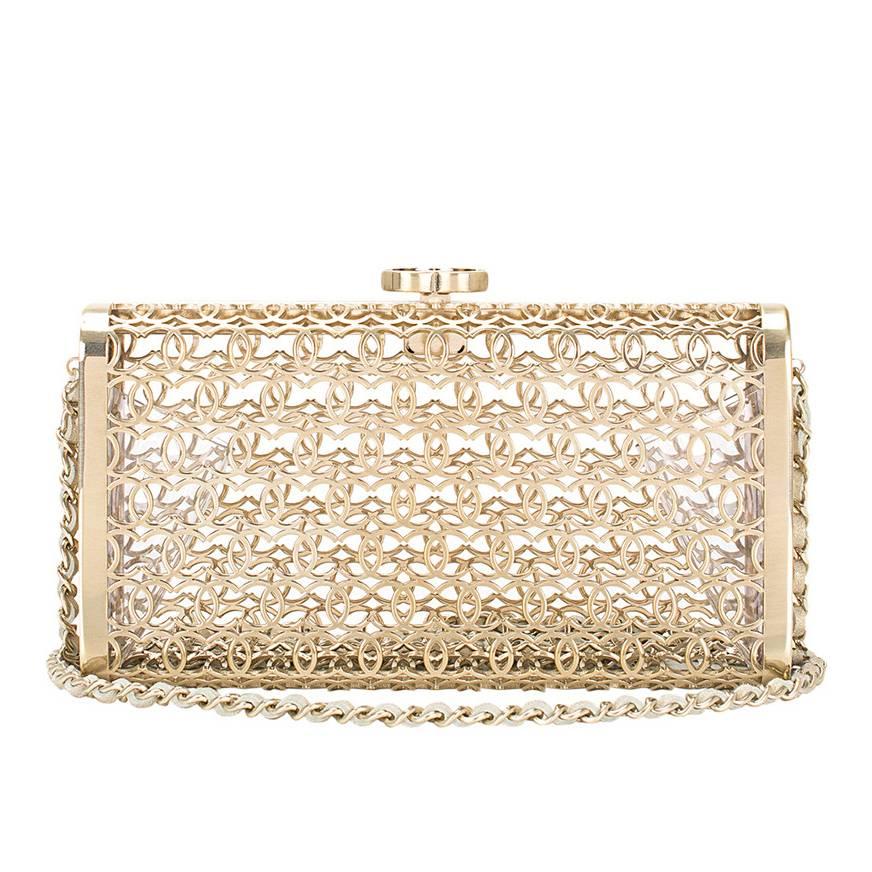Chanel Metal Moucharabieh Minaudiere Bag For Sale