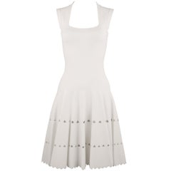 Alaia White Laser Cut Fit & Flare Dress