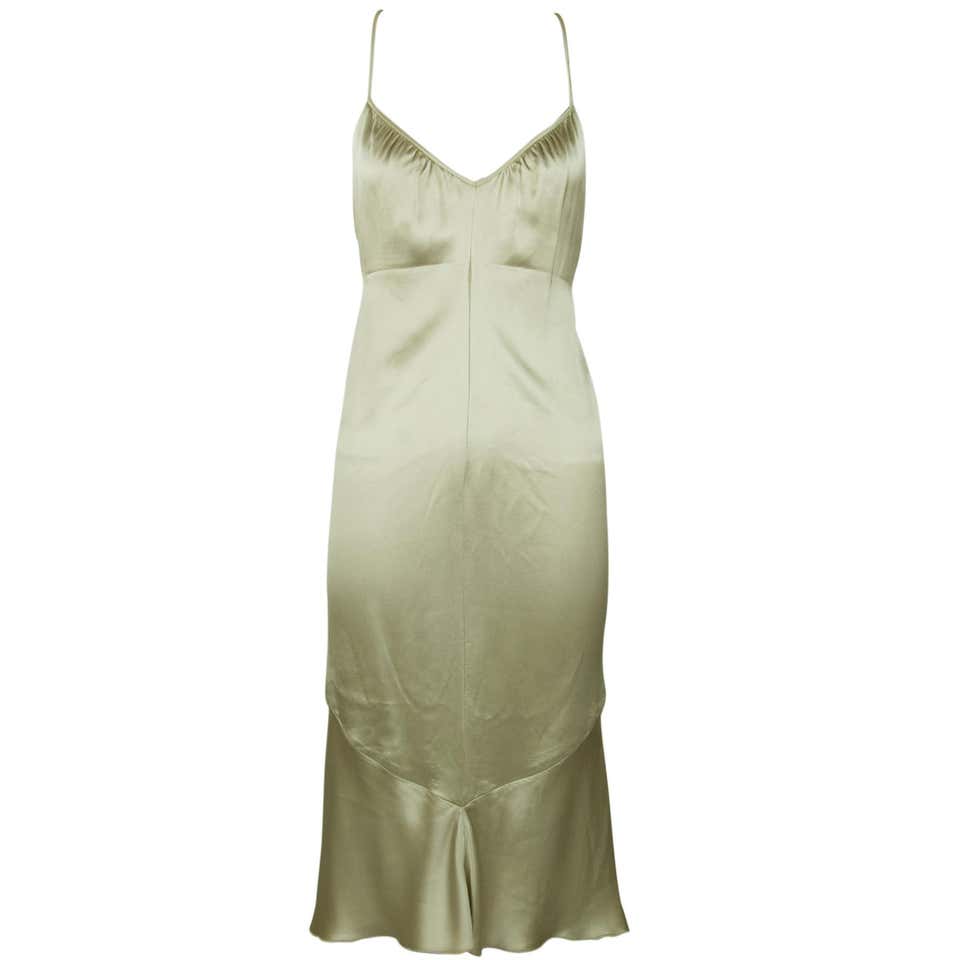 Vintage Valentino Champagne Slip Dress with Beading - Size 4 For Sale