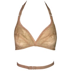 Christian Dior Sheer Nude Mesh Monogram Convertible Bra Top, 1990s 