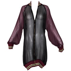 Jean Paul Gaultier Sheer Black Silk Embroidered Long Jacket Dress, 2000s 