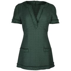 Chanel 13P Dress Green Tweed Mini 36 / 4 nwt