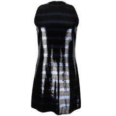 Christian Dior Dress Striped Sequin Embellished Navy / Black 6