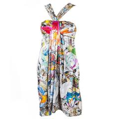 New VERSACE Julie Verhoeven Print Silk Dress 12