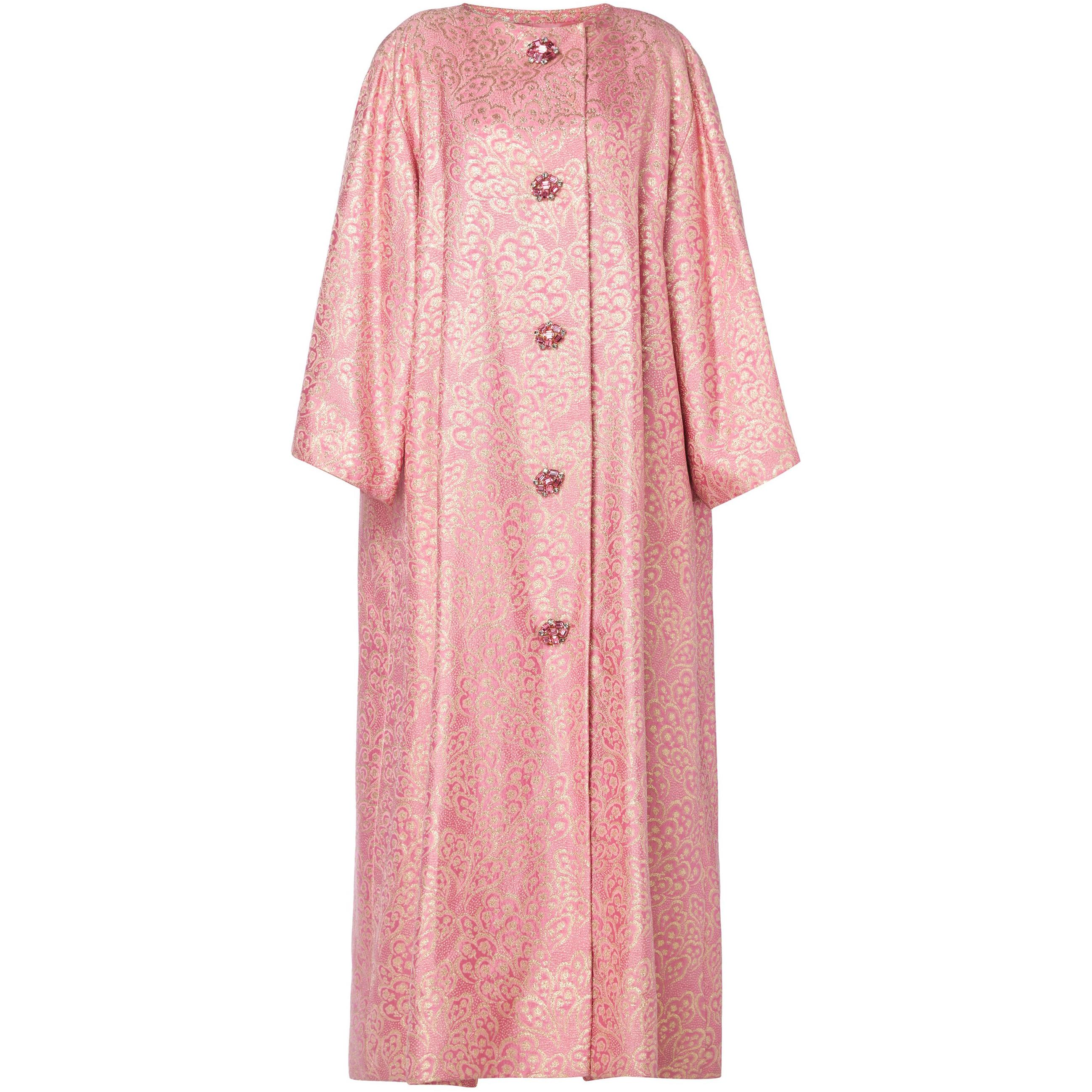 Nina Ricci haute couture pink & gold lurex coat, circa 1984 For Sale