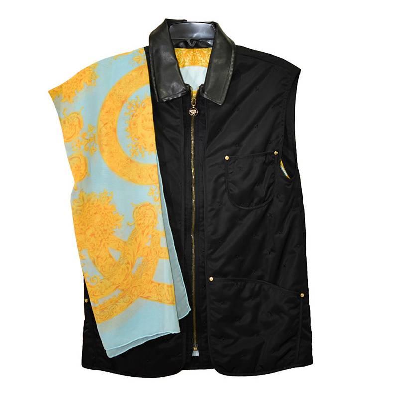 Fabulous MCM Microfiber, Leather and Silk Vest with Matching Scarf For Sale