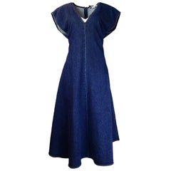 Stella McCartney Ella Blue Denim Midi Dress With Pockets Sz 48 rt. $735