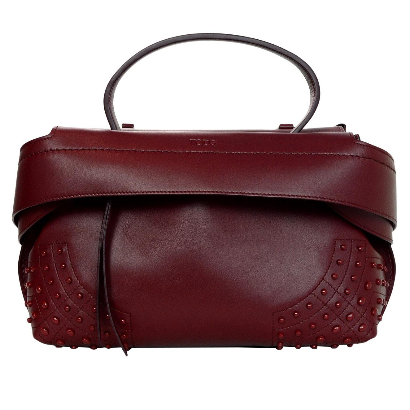 Tod's Burgundy Leather Small Wave Top Handle Shoulder Bag 