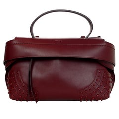 Tod's Burgundy Leather Small Wave Top Handle Shoulder Bag