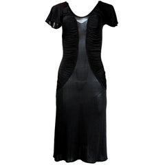 Just Cavalli Black Ruched Flutter Sleeve Jersey Dress Sz 40