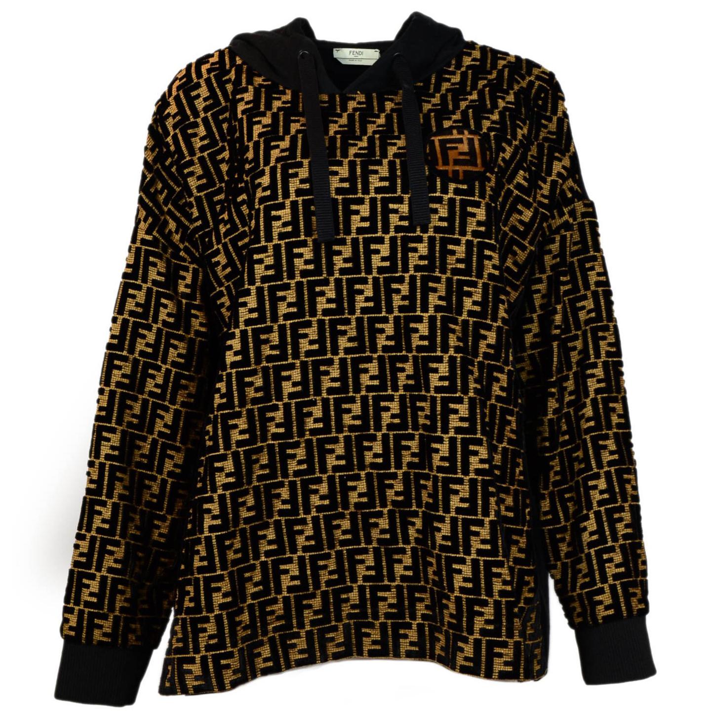 Fendi '18 SOLD OUT Velvet Logo Monogrammed Hooded Top Sweatshirt Sz 48 rt $2, 590