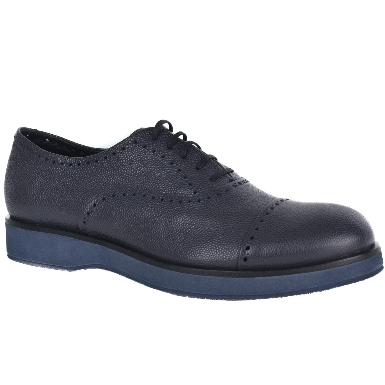 Giorgio Armani Mens Dark Grey Leather Perforated Oxfords Shoes For Sale