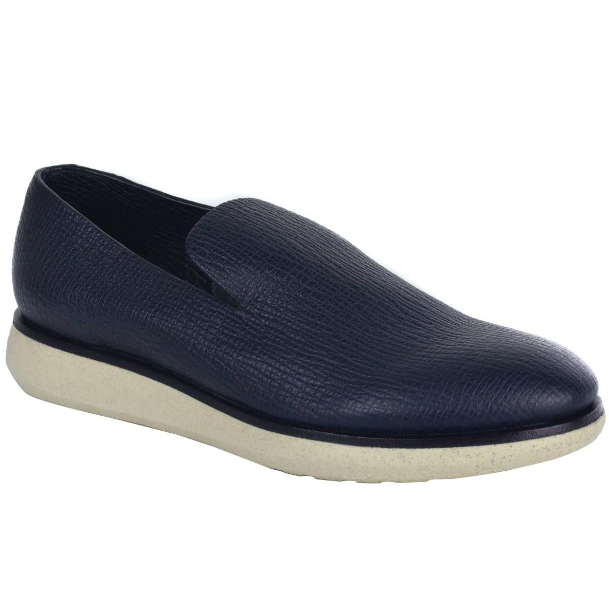 Giorgio Armani Mens Navy Blue Textured Slip on Sneakers For Sale