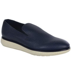 Giorgio Armani Mens Navy Blue Textured Slip on Sneakers