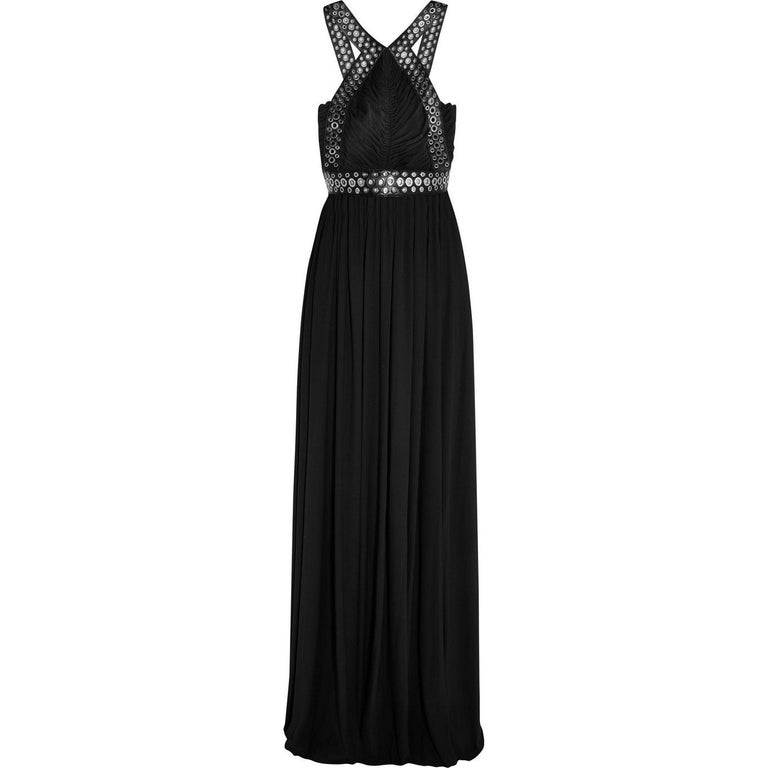 Alexander Wang Eyelet-Embellished Leather-Trimmed Stretch-Crepe Gown at ...