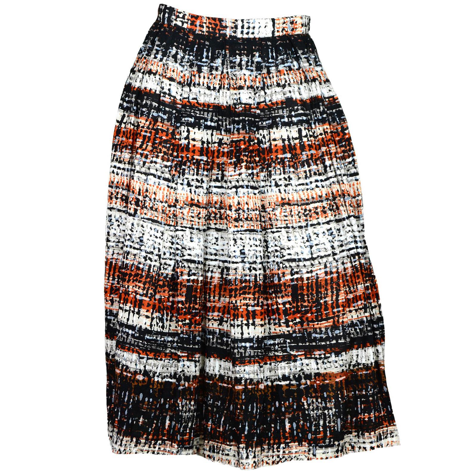 Proenza Schouler Multi-Color Printed Long Pleated Midi Skirt Sz 6