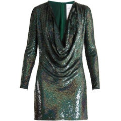 Ashish Sequin-Embellished Draped-Front Silk Mini Dress