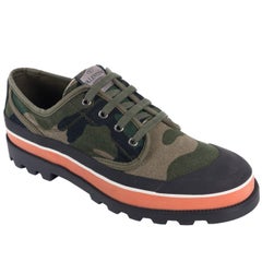 Valentino Mens Green Camouflage Canvas ID Low Top Sneakers