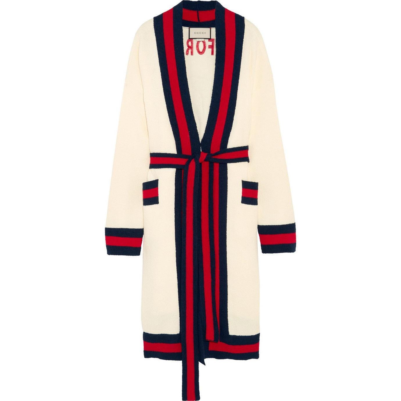 Gucci Embellished Striped Cotton-Blend Terry Cardigan 