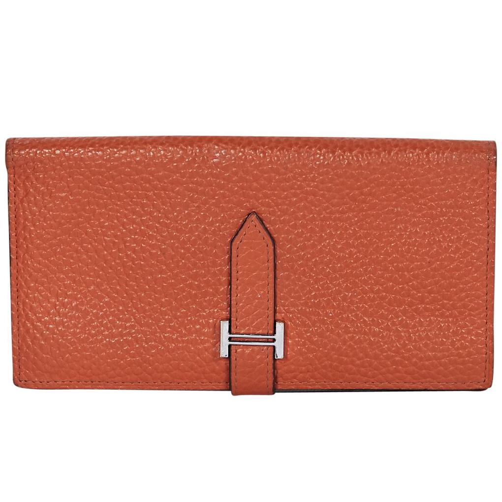 Orange Hermes Bearn Epsom Leather Wallet