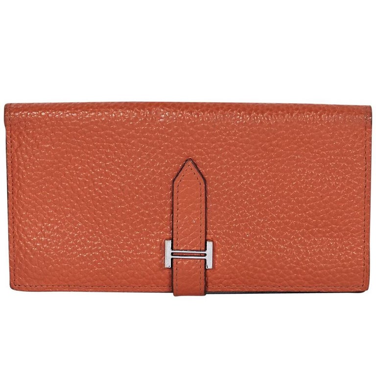 Hermes Orange Bearn Bifold Wallet For Sale at 1stdibs