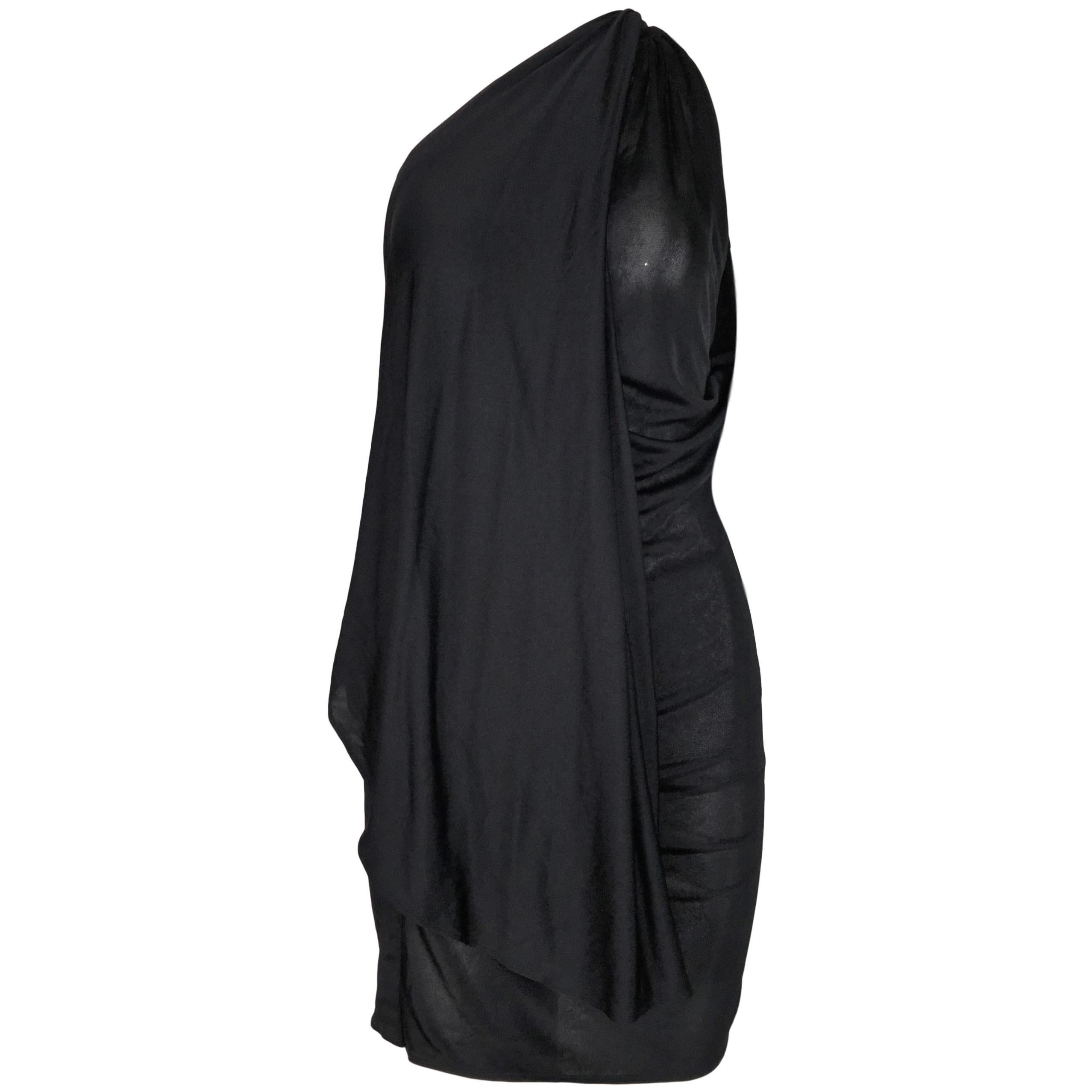 S/S 2002 Gianni Versace Sheer Black One Shoulder Mini Dress