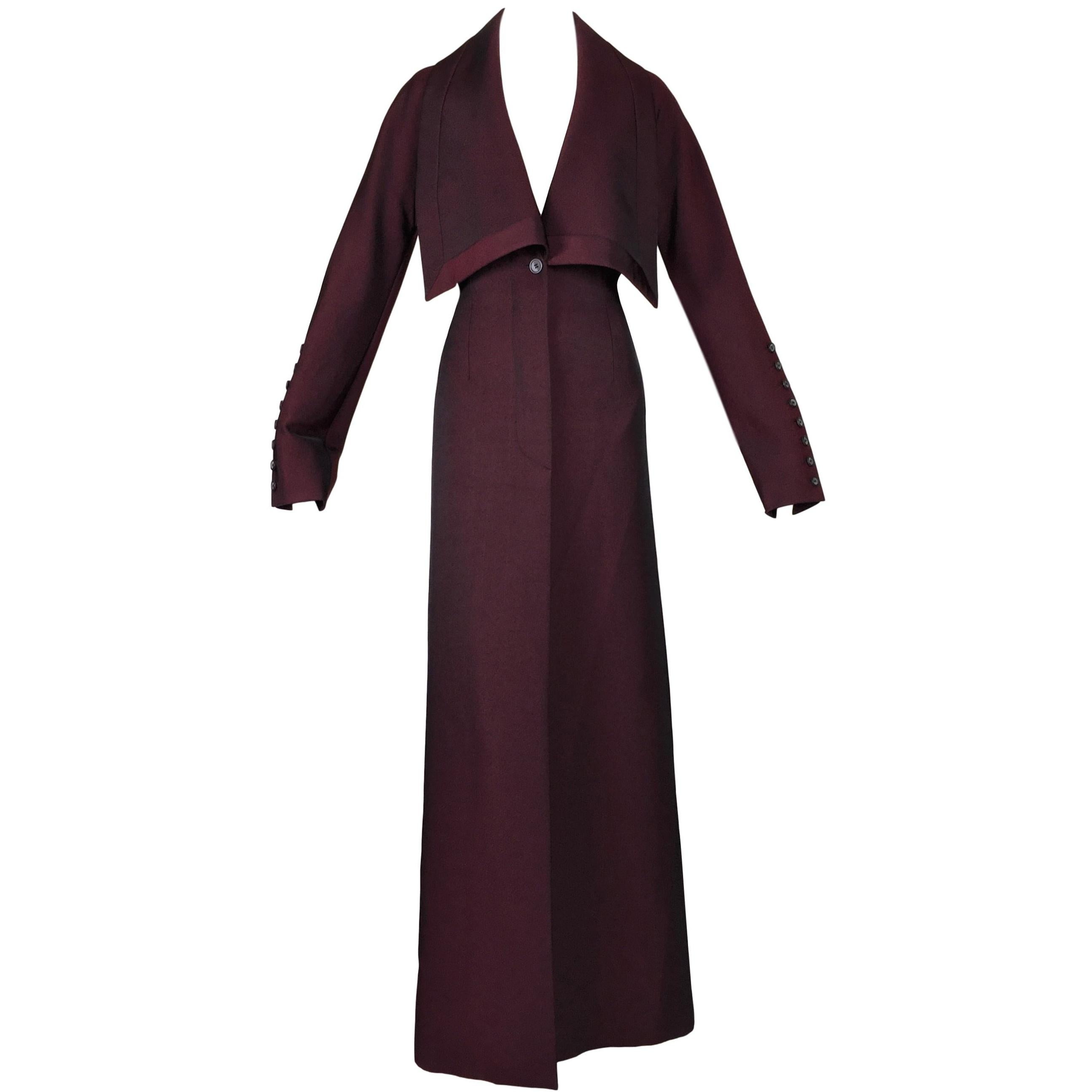 F/W 1998 "Joan" Alexander McQueen Oxblood Red Catholic Long Dress Coat