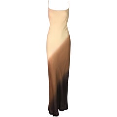NWT 1997 Gucci by Tom Ford Sheer Nude & Brown Ombre Silk Gown Dress